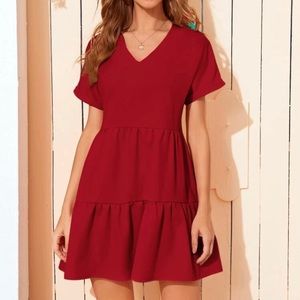 Babydoll Dress w/Batwing Sleeves and Keyhole Back